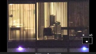【酒店窗外偷拍】長腿女神被按在凳子上操 (1)