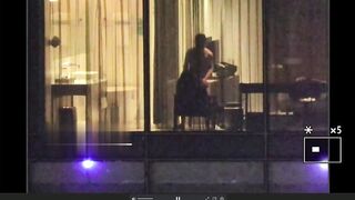 【酒店窗外偷拍】長腿女神被按在凳子上操 (1)